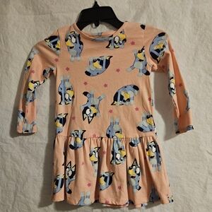 Charming Cartoon Print Peach Dress